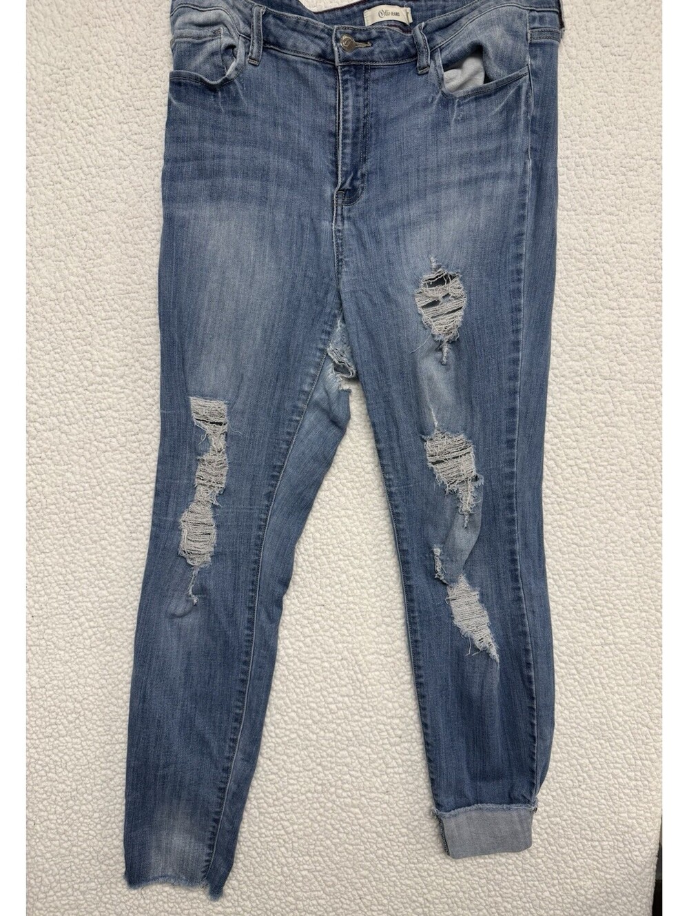 Cello Jeans Womens Size 17 Distressed Skinny Jeans Light Wash Ripped Raw Hem